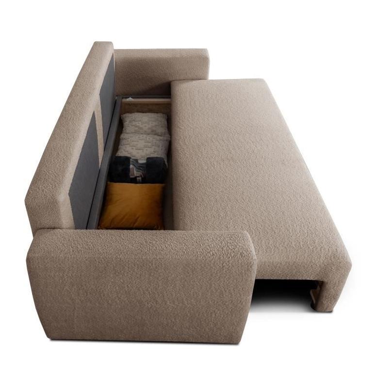 Canapé convertible 3 places PHARELL taupe bouclette