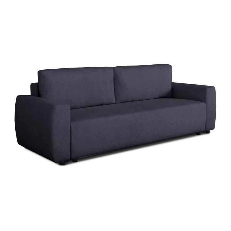 Canapé convertible 3 places PHARELL en tissu Bouclette Noir
