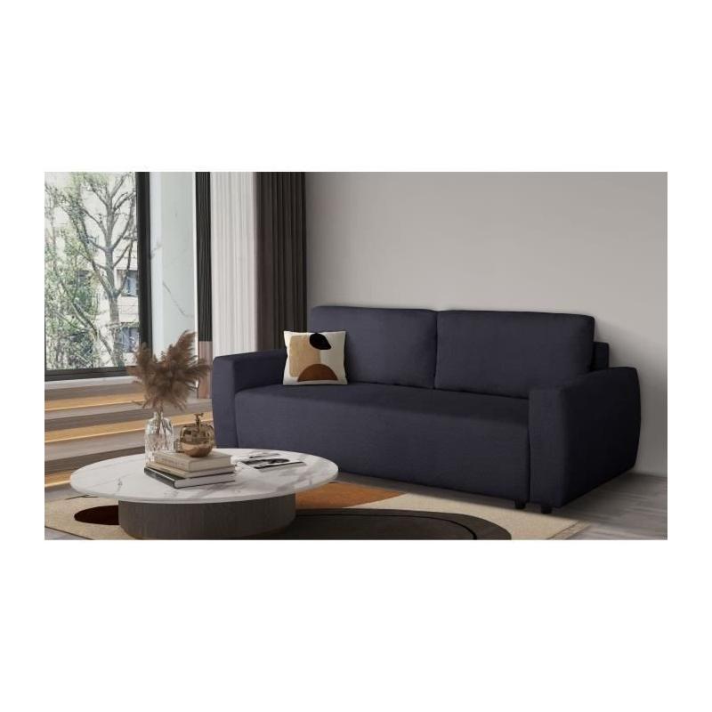Canapé convertible 3 places PHARELL en tissu Bouclette Noir