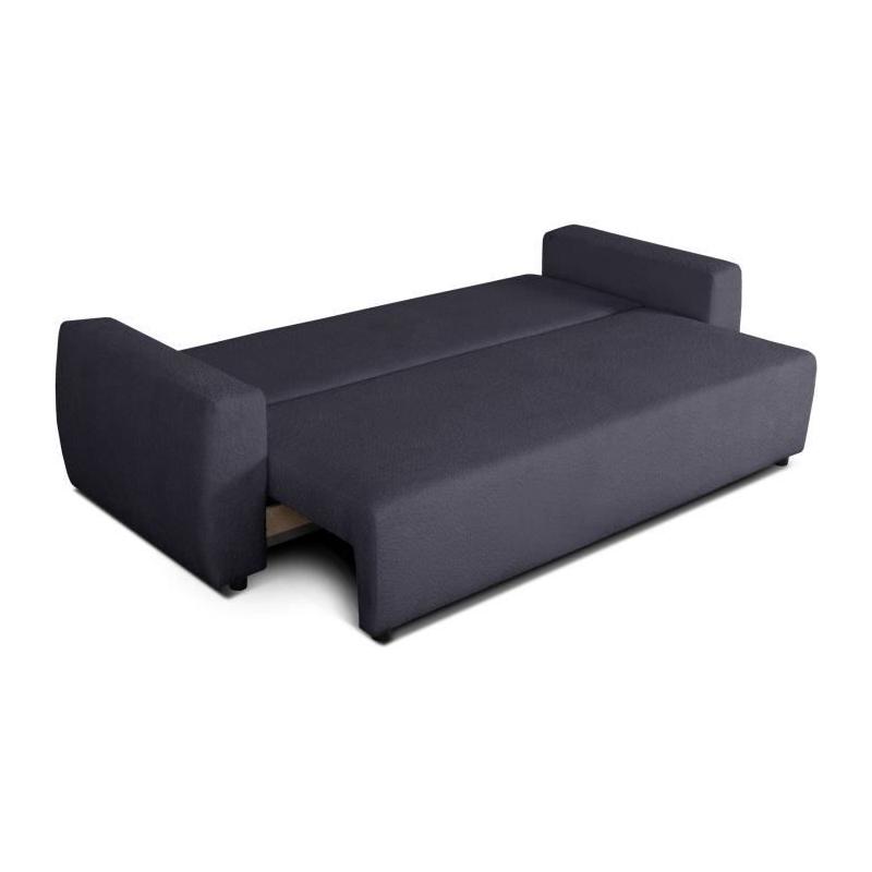 Canapé convertible 3 places PHARELL en tissu Bouclette Noir