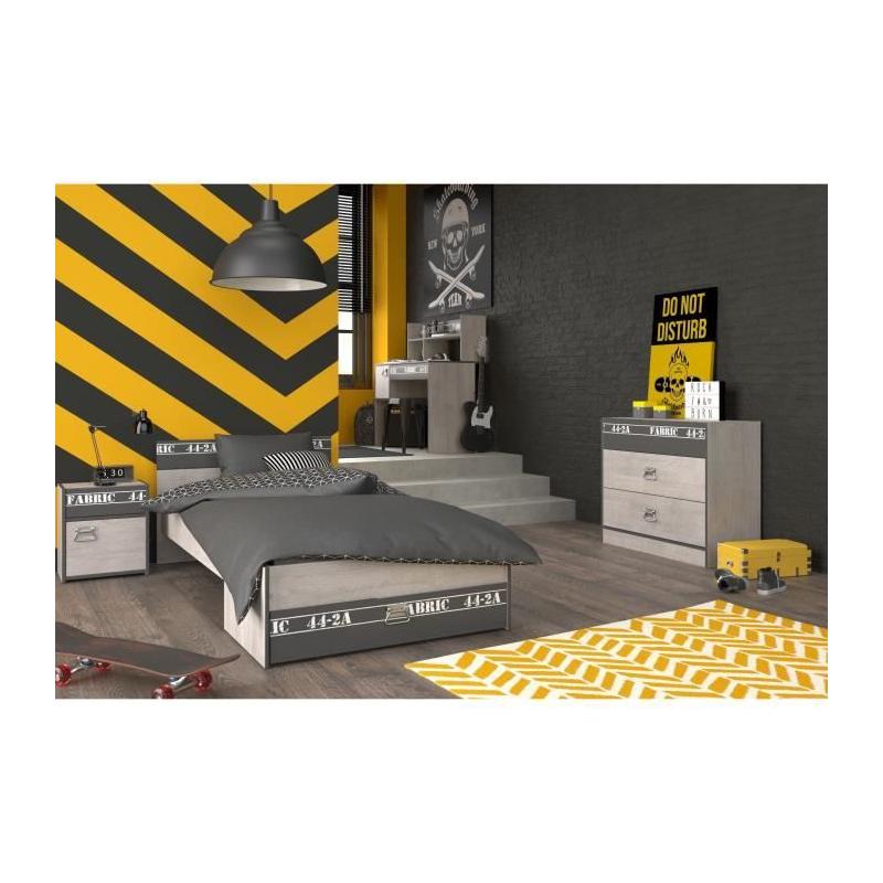 Chambre enfant industrielle complète - Décor gris loft - NOA