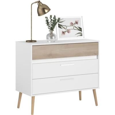 Chambre scandinave AALBORG blanc/chêne 160x200 - 4 pcs PARISOT