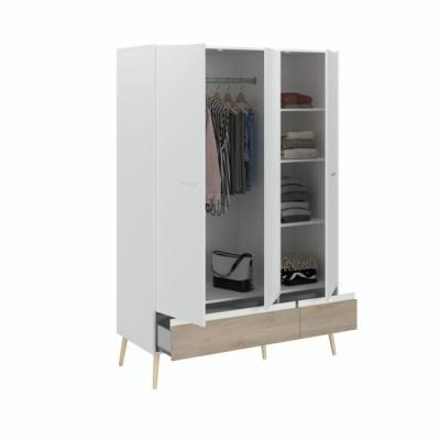 Chambre scandinave AALBORG blanc/chêne 160x200 - 4 pcs PARISOT