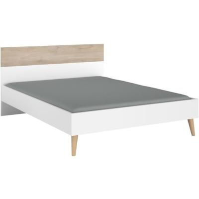 Lit adulte AALBORG 140x190 cm Blanc/Chêne - PARISOT