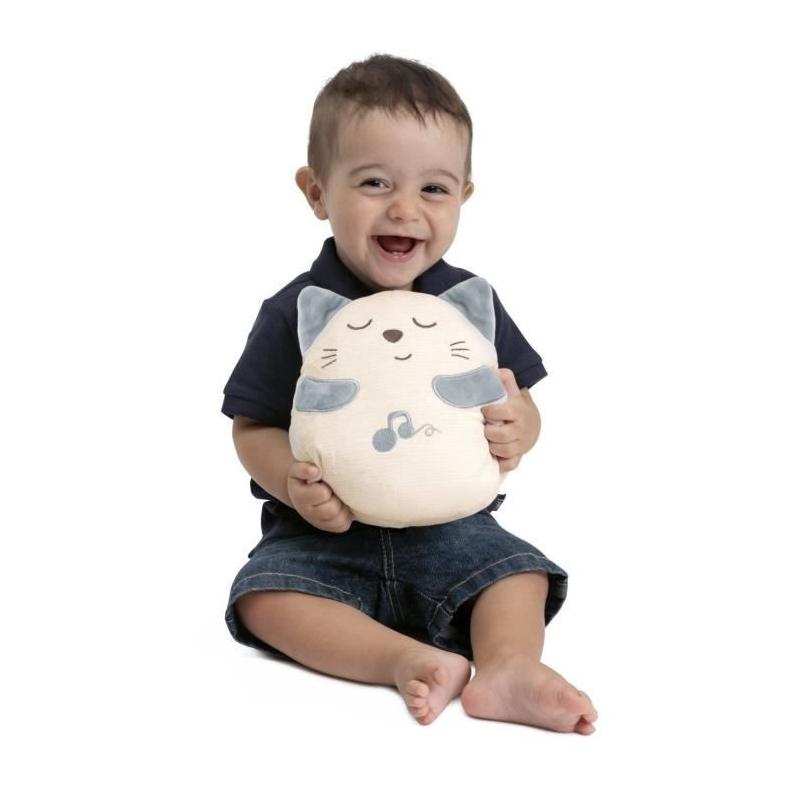 Peluche chaton CHICCO grise pour bébé dès la naissance