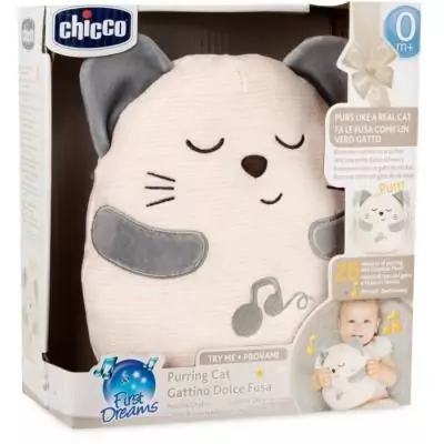 Peluche chaton CHICCO grise pour bébé dès la naissance