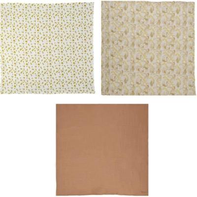 Lot de 3 langes DOMIVA Honey Moon en mousseline de coton