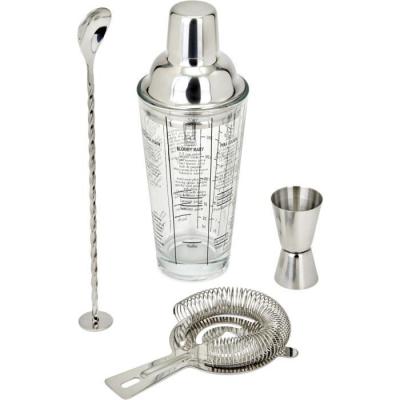 Set cocktails LIVOO 400ml - 1 shaker, 1 doseur, 1 cuillère, 1 passoire