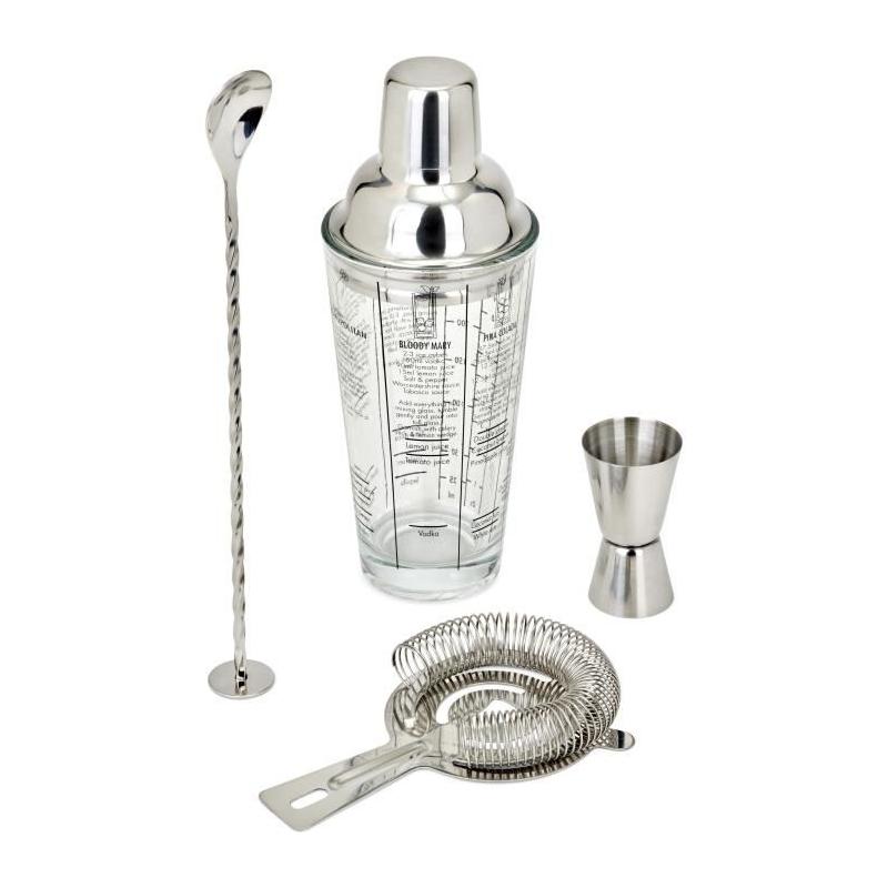 Set cocktails LIVOO 400ml - 1 shaker, 1 doseur, 1 cuillère, 1 passoire