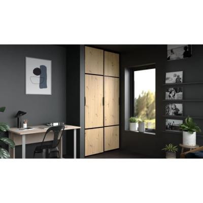 Portes de placard Parisot - Chêne et noir - L.120 x H.250