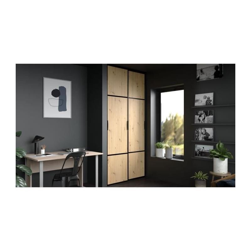 Portes de placard Parisot - Chêne et noir - L.120 x H.250