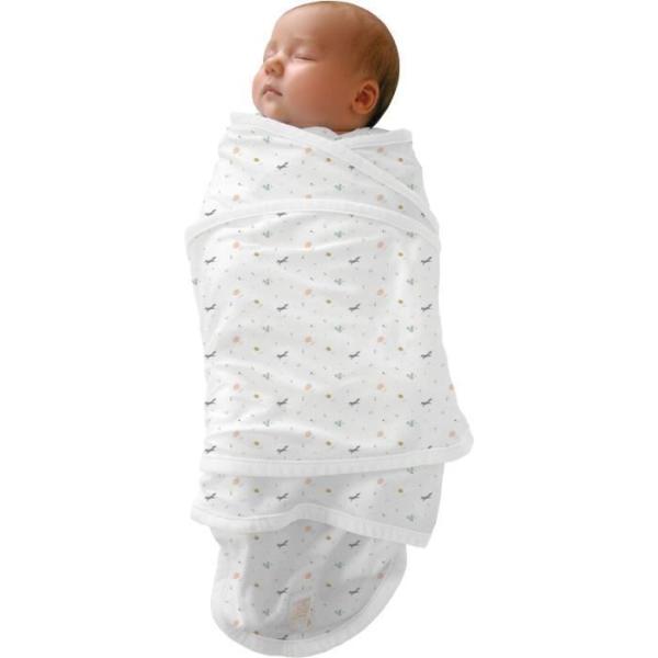 BÉABA - Couverture Miracle™ - Couverture d'emmaillotage - 100% Coton - 0-3Mois - Happy Fox