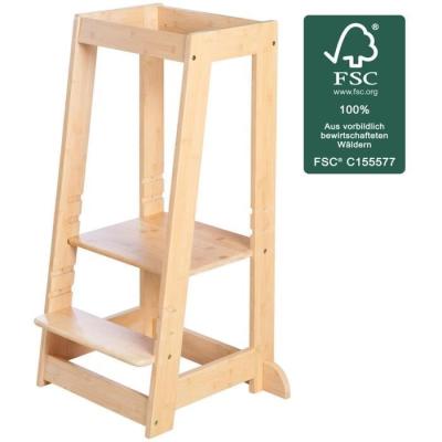 Tour d'apprentissage Montessori Roba - Bambou FSC - Réglable à 3 niveaux - Naturel