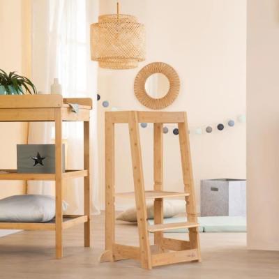 Tour d'apprentissage Montessori Roba - Bambou FSC - Réglable à 3 niveaux - Naturel