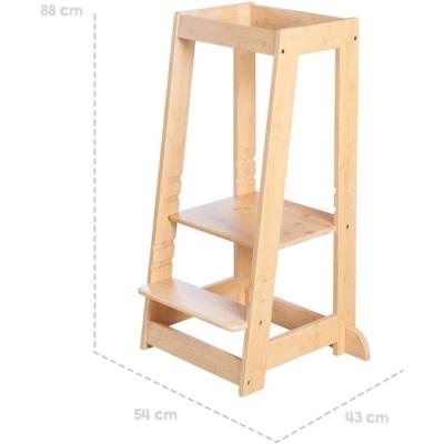 Tour d'apprentissage Montessori Roba - Bambou FSC - Réglable à 3 niveaux - Naturel