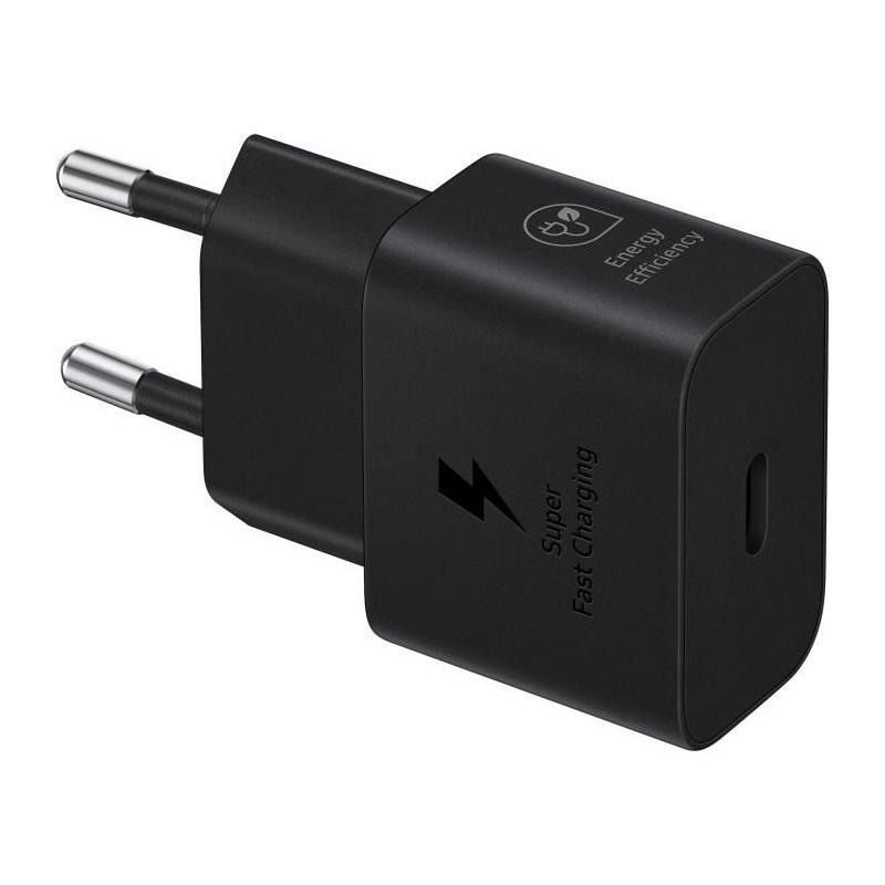 Chargeur téléphone SAMSUNG 25W USB C rapide noir