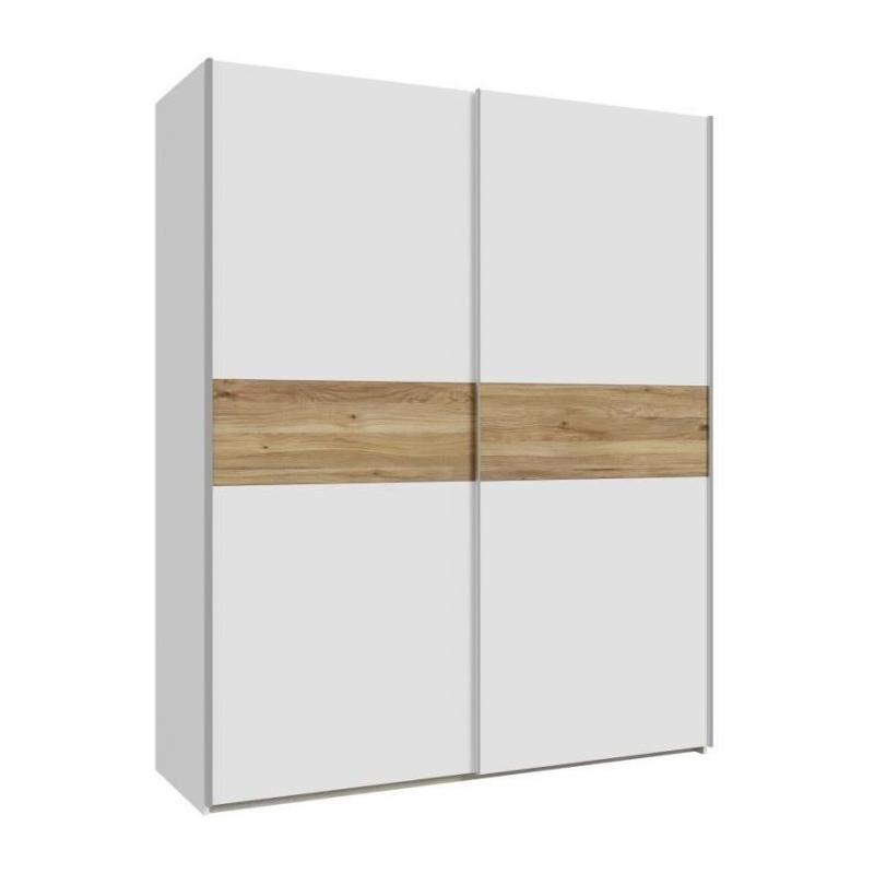 Armoire de chambre SAGITTA - Blanc mat 2 portes coulissantes