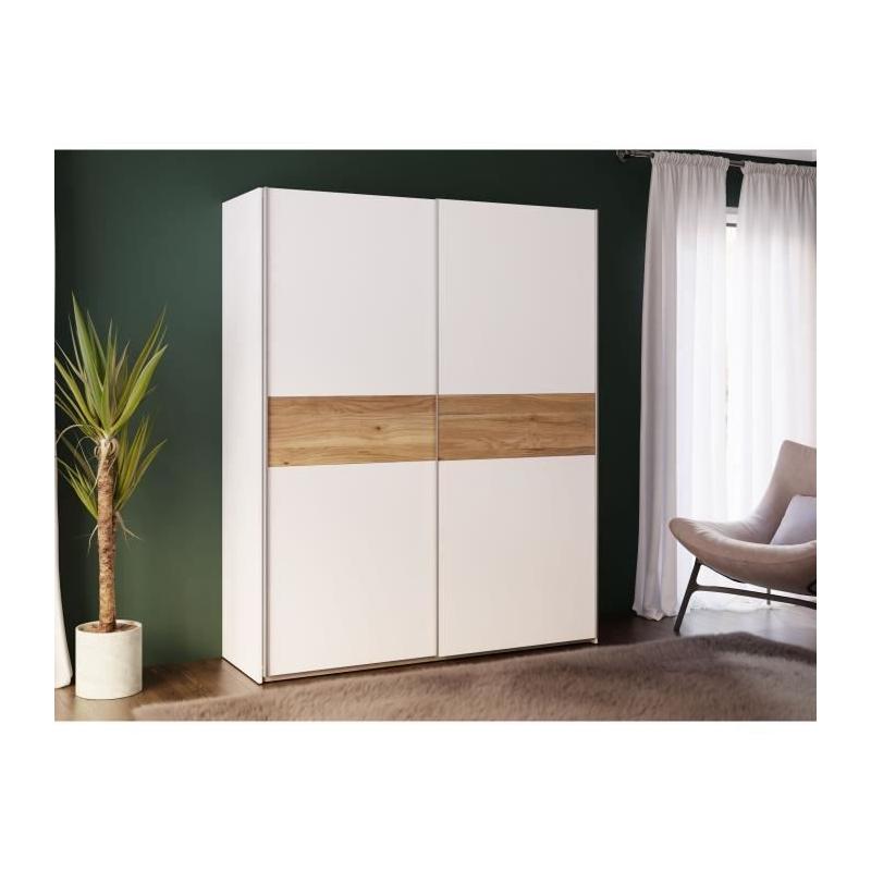 Armoire de chambre SAGITTA - Blanc mat 2 portes coulissantes