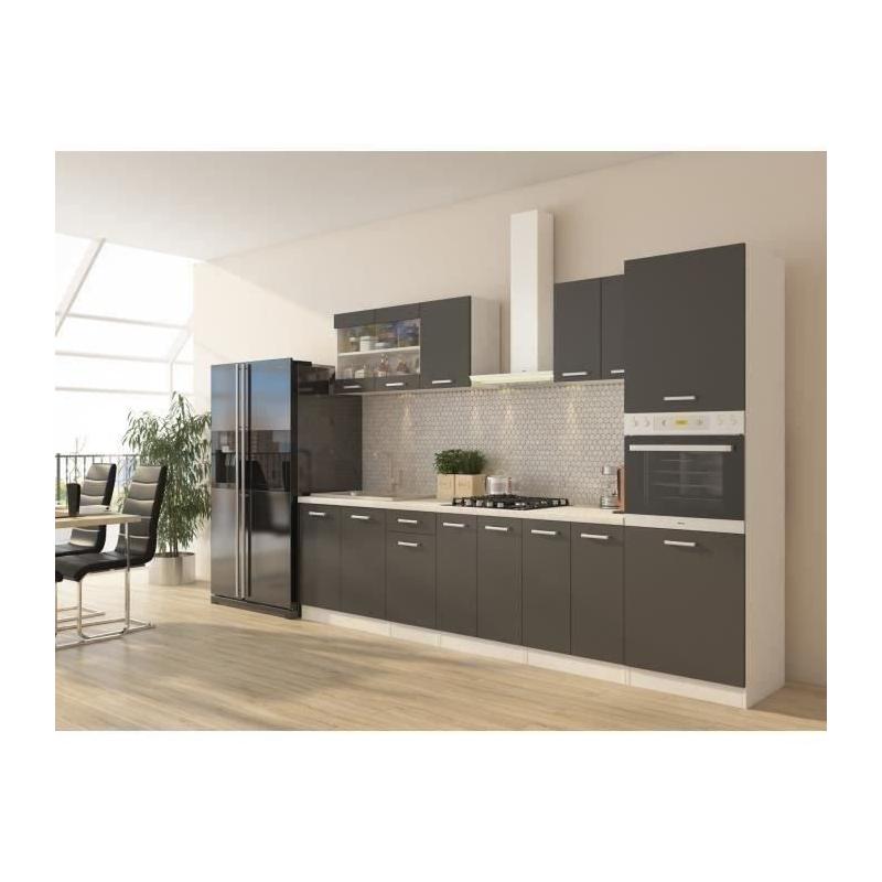 Cuisine ULTRA avec colonne four - 300 cm - Gris mat