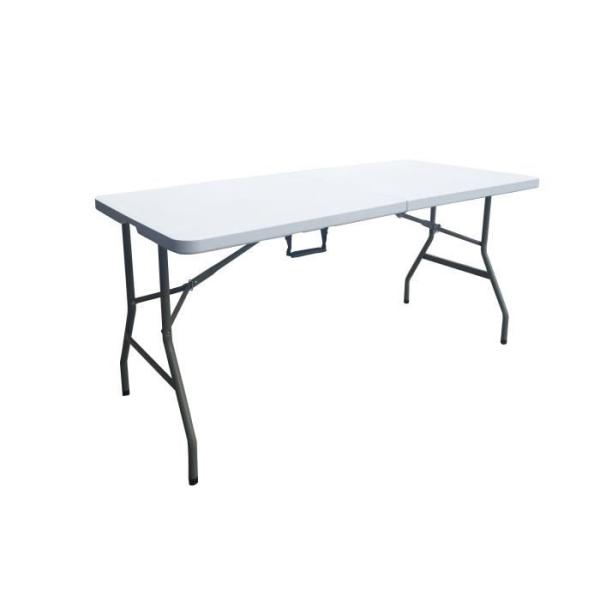 Table de réception pliante 6 personnes - 150 cm - Structure acier et plateau en polyéthylene PEHD - Blanc