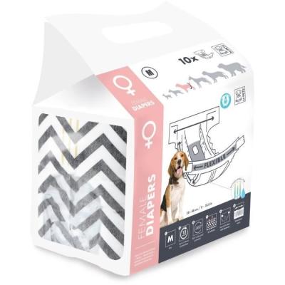 Couches pour chien M PETS - Femelle M x10 - Tour de taille 30-42,5 cm