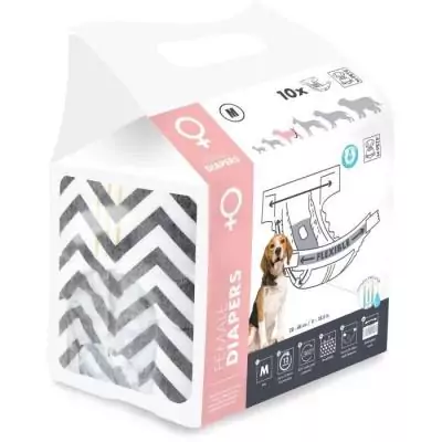 Couches pour chien M PETS - Femelle M x10 - Tour de taille 30-42,5 cm