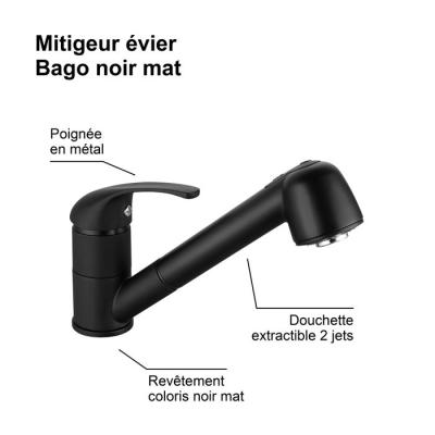 Mitigeur Évier - BAGO Noir Mat - Design Classique
