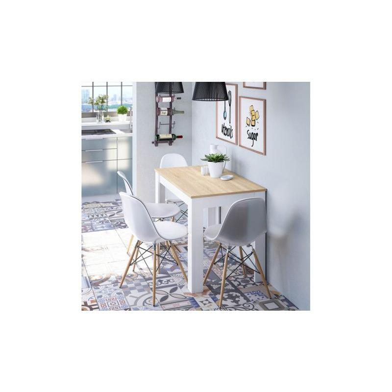 Table à manger LILIAN Blanc / Bois - 109 x 67cm