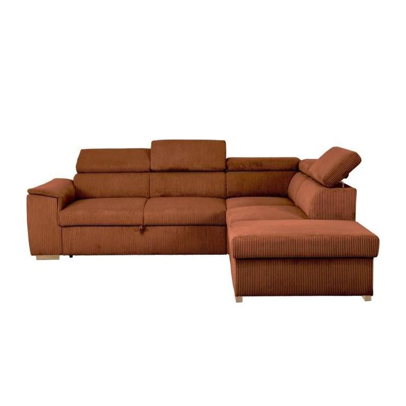 Canapé d'angle convertible 5 places DAYTONA - Tissu Lincoln Terracotta