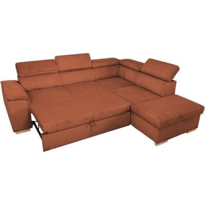 Canapé d'angle convertible 5 places DAYTONA - Tissu Lincoln Terracotta