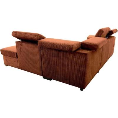 Canapé d'angle convertible 5 places DAYTONA - Tissu Lincoln Terracotta