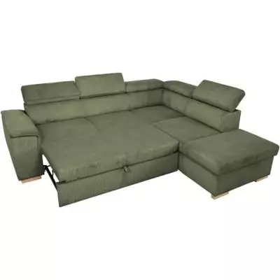 Canapé d'angle convertible réversible 5 places - DAYTONA - Tissu Lincoln Kaki