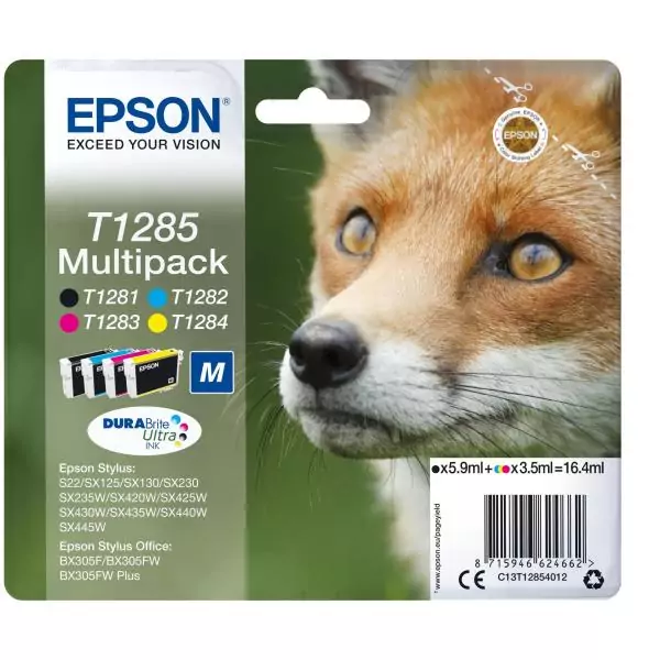 EPSON Multipack T1285 - Renard - Noir, Cyan, Magenta, Jaune (C13T12854012)