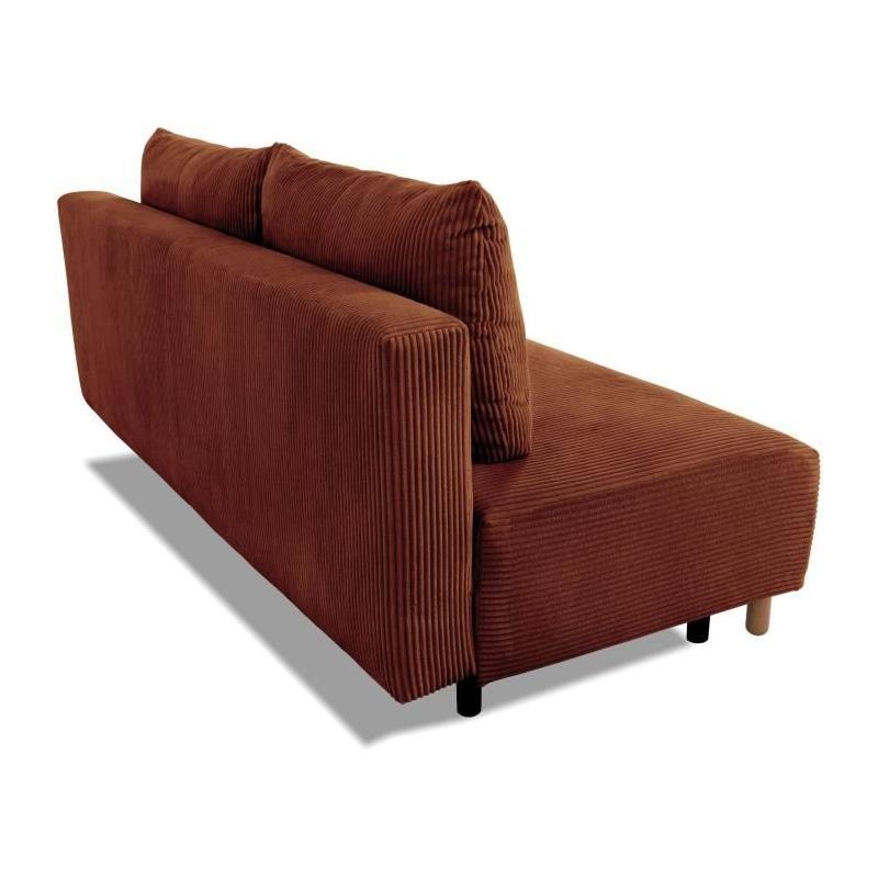Canapé convertible 3 places GINO - Tissu Lincoln terracotta - Avec coffre