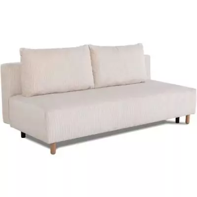 Canapé convertible 3 places GINO - Tissu Lincoln pearl - Avec coffre
