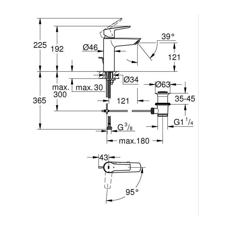 Robinet lavabo GROHE Start noir mat - Taille M - Économie d'eau