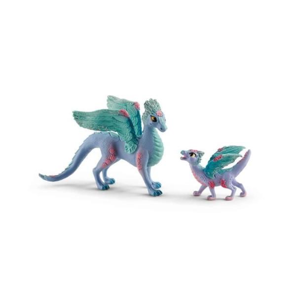 Figurines Dragon Fleuri avec son petit, Coffret Schleich 70592 Bayala, Des 5 ans