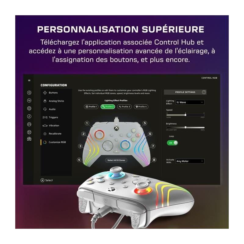 Manette de jeu Afterglow Wave pour Xbox Series X|S, Xbox One et PC