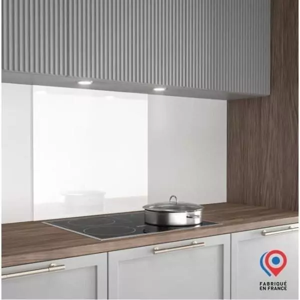 Crédence - Fond de hotte - AURYS - Verre - Extra blanc - Laqué blanc - 700*600 - 6 mm