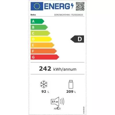 Réfrigérateur combiné BEKO série bPro500 - Blanc 301 L
