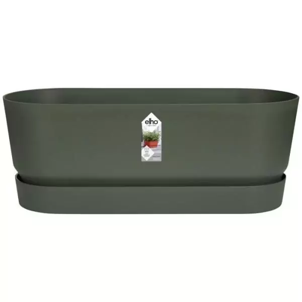 ELHO Jardiniere ovale GREENVILLE - Ø49 x 19,8 x 18,4 cm - Plastique recyclé - Résistant au gel - Leaf Green