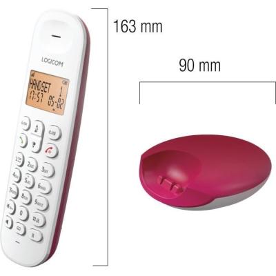 Téléphone fixe sans fil LOGICOM DECT ILOA 150 SOLO - Framboise