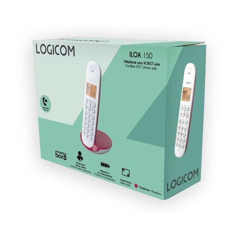 Téléphone fixe sans fil LOGICOM DECT ILOA 150 SOLO - Framboise