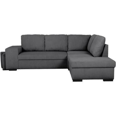 Canapé d'angle convertible réversible MITCHELL - Tissu velours côtelé Anthracite