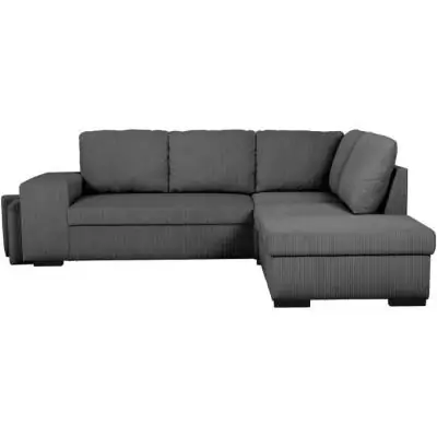 Canapé d'angle convertible réversible - 4/5 places - MITCHELL - Tissu velours côtelé Anthracite - Coffre, Poufs - 247 x 205