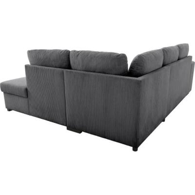 Canapé d'angle convertible réversible MITCHELL - Tissu velours côtelé Anthracite