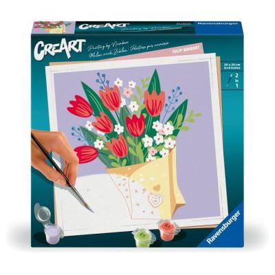 Peinture par numéros: Bouquet de tulipes 20x20 cm - Ravensburger