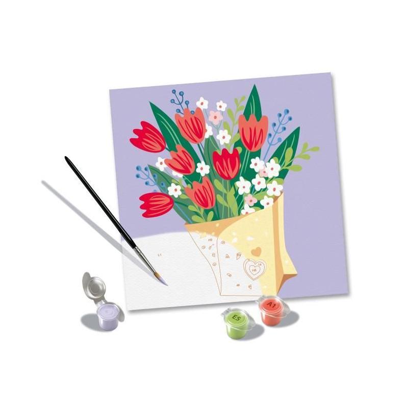Peinture par numéros: Bouquet de tulipes 20x20 cm - Ravensburger