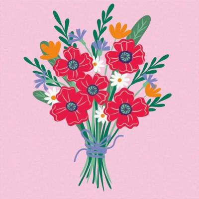 Peinture par numéros 20x20 cm - Bouquet de coquelicots