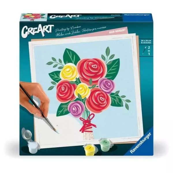 CreArt 20x20 cm Bouquet de roses, Loisir créatif, Adulte, Peinture par numéros, 25520, Ravensburger